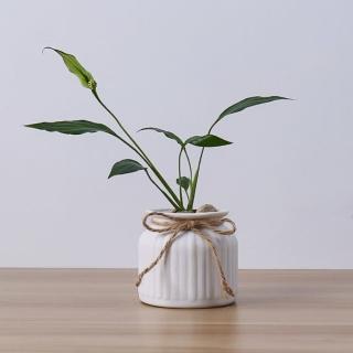 【JEN】簡約條紋陶瓷花瓶花器桌面擺飾居家裝飾高8.8cm(趕月)