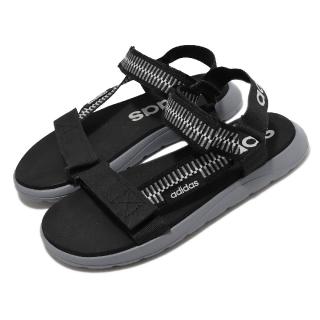 【adidas 愛迪達】涼鞋 Comfort Sandal 男鞋 女鞋 黑 圖騰 輕量 魔鬼氈 織帶鞋(GV8243)
