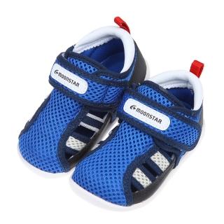 【布布童鞋】Moonstar日本好透氣速乾寶藍色寶寶機能學步鞋(I2L257B)