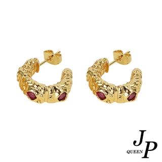 【Jpqueen】歐式復古華麗C型針式耳環(金色)