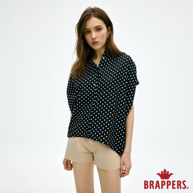 【BRAPPERS】女款 點點細褶立領襯衫(黑底白點)
