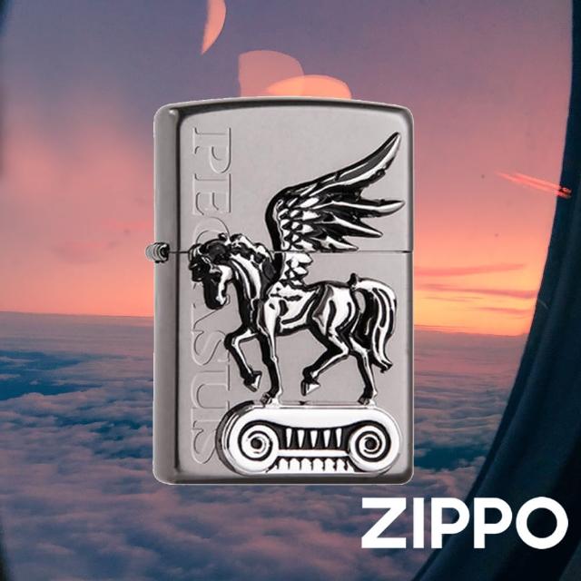 【Zippo官方直營】黑冰飛馬徽章防風打火機(美國防風打火機)