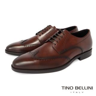 【TINO BELLINI 貝里尼】男款 極簡翼紋雕花德比紳士鞋HM2T0015-6(咖啡)