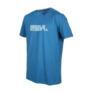 【FIRESTAR】男彈性印花短袖T恤-慢跑 路跑 吸濕排汗 運動 上衣 反光 藍水藍白(D2037-98)