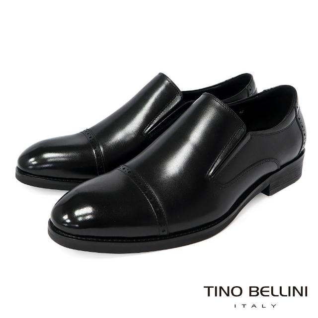 【TINO BELLINI 貝里尼】男款 都會風尚橫飾直套式紳士鞋HM3T0014(黑)
