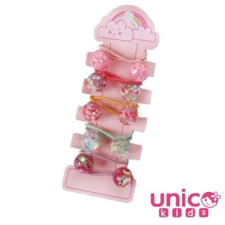 【UNICO】兒童甜美風流沙星星花朵高彈力髮圈髮繩5入組(髮飾/配件/聖誕)