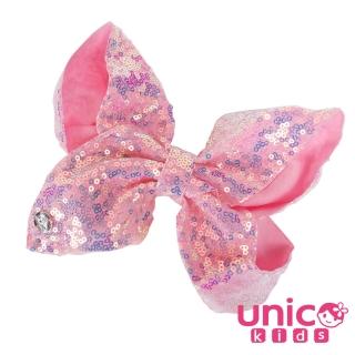【UNICO】兒童歐美閃亮大蝴蝶結髮夾-芭比閃亮粉(髮飾/配件/聖誕)