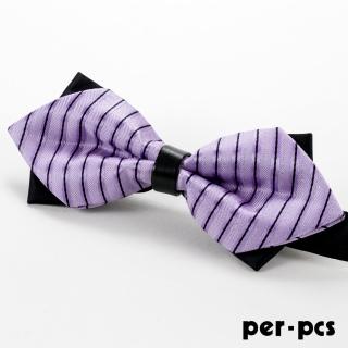 【per-pcs 派彼士】雙層黑配紫蝴蠂結領結_粉紫(M-155)