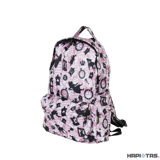 【HAPI+TAS】日本原廠授權 可手提摺疊後背包 粉色波士頓(HAP0112/旅行袋/ 摺疊收納袋/購物袋)