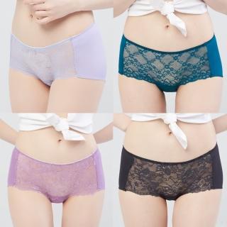 【Swear 思薇爾】Panty小褲系列M-XL蕾絲中低腰平口女內褲(紫綠色)