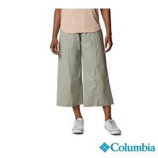 【Columbia 哥倫比亞 官方旗艦】女款-Omni-Shade UPF50防潑寬版長褲-灰綠(UAR89220GG / 2022年春夏商品)
