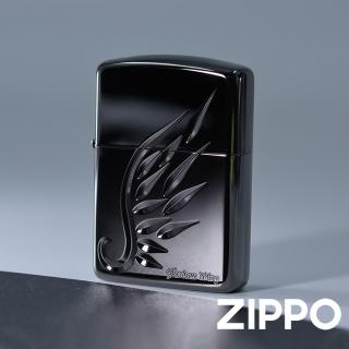【Zippo】精雕黑色羽翼-加厚版-防風打火機(美國防風打火機)