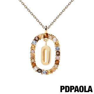 【PDPAOLA】西班牙精品 I AM系列 圓圈字母鍍18K金彩鑽項鍊(O)