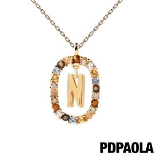 【PDPAOLA】西班牙精品 I AM系列 圓圈字母鍍18K金彩鑽項鍊(N)