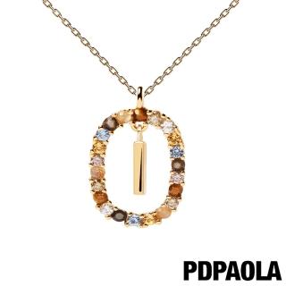 【PDPAOLA】西班牙精品 I AM系列 圓圈字母鍍18K金彩鑽項鍊(I)