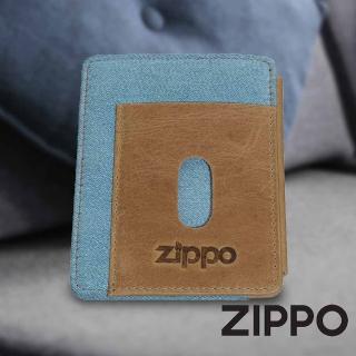 【Zippo官方直營】丹寧藍色信用卡雙折夾-鈕扣款(皮件皮夾)