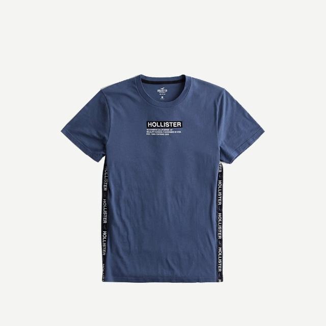 【HOLLISTER Co】HCO 海鷗 經典貼布文字圖案短袖T恤 上衣-灰藍色(平輸品)