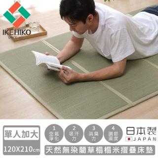 【IKEHIKO】日本製天然無染藺草榻榻米摺疊床墊(單人加大120×210cm)