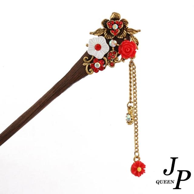【Jpqueen】古典花卉垂墜花朵步瑤髮簪(6色)