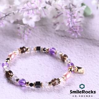【SmileRocks 石麥】水玉青 14K紫水晶&粉珍珠多寶石手鍊(珠體大小：6mm)