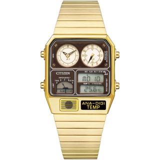 【CITIZEN 星辰】經典金屬復刻雙顯手錶-金(JG2103-72X)