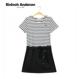 【Kinloch Anderson】橫條剪接飾扣洋裝 金安德森女裝(黑)