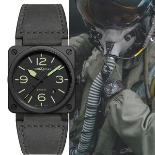 【Bell&Ross】經典時尚飛行械機腕錶(BR0392-BL3-CE/SCA)