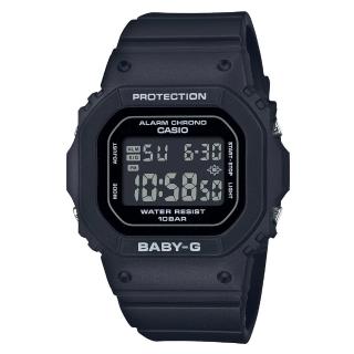 【CASIO 卡西歐】BABY-G 纖薄經典方形電子錶-時尚黑(BGD-565-1 防水100米)