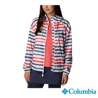 【Columbia 哥倫比亞 官方旗艦】女款-Omni-Shade UPF40防潑水風衣-條紋(UWR46310MS / 2022年春夏商品)