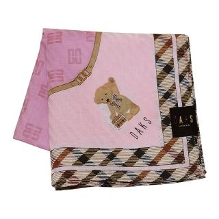 【DAKS】經典Logo格紋雙D鍊條泰迪熊帕領巾(粉色)