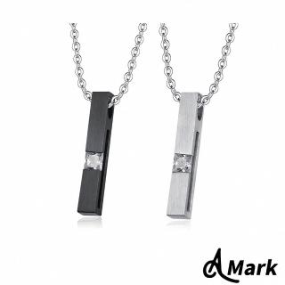 【A MARK】鈦鋼項鍊 縷空項鍊 單鑽項鍊/時尚個性縷空單鑽長條造型鈦鋼項鍊(2色任選)