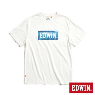 【EDWIN】男女裝 仿牛仔LOGO印花短袖T恤(白色)