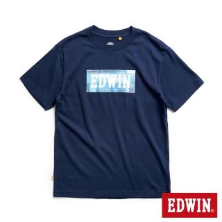 【EDWIN】男女裝 仿牛仔LOGO印花短袖T恤(丈青色)