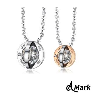【A MARK】鈦鋼項鍊 美鑽項鍊/立體環形美鑽時尚鈦鋼項鍊(2色任選)