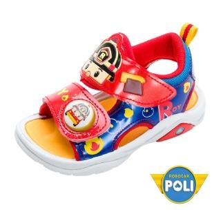 【POLI 波力】童鞋 波力 童電燈涼鞋/輕量 絆帶 耐磨 正版MIT 紅(POKT21102)