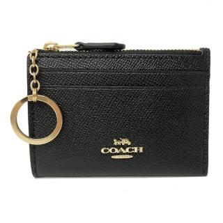 【COACH】經典LOGO信用卡鑰匙零錢包(黑)