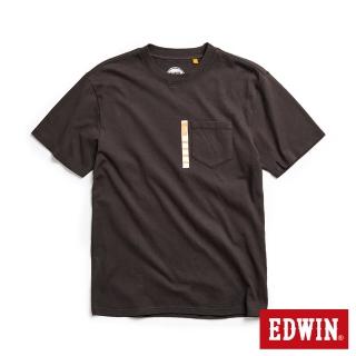 【EDWIN】男女裝 趣味PLUS口袋短袖T恤(黑色)