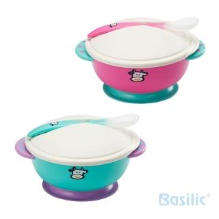【Basilic 貝喜力克】吸盤碗組-顏色隨機出貨(附動物造型圍兜一組)