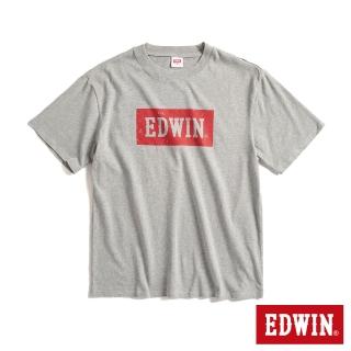 【EDWIN】男女裝 斑駁BOX LOGO短袖T恤(麻灰色)