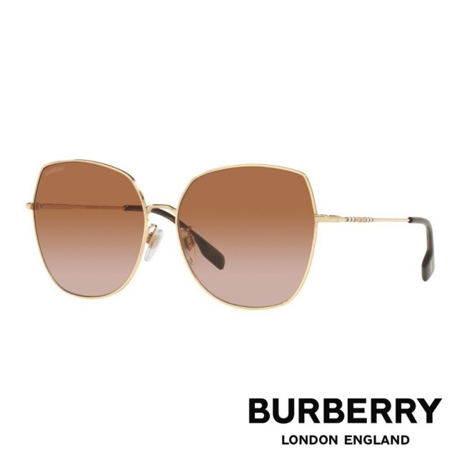 【BURBERRY 巴寶莉】金屬經典格紋太陽眼鏡(BE3136D-110913 60mm)