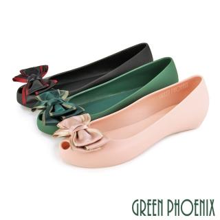 【GREEN PHOENIX 波兒德】女款 防水 娃娃鞋 雨鞋 水鞋 內增高 魚口 香香鞋(粉紅、綠色、黑色)