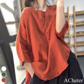 【ACheter】文藝不規則下擺寬鬆休閒棉麻上衣#112275現貨+預購(3色)