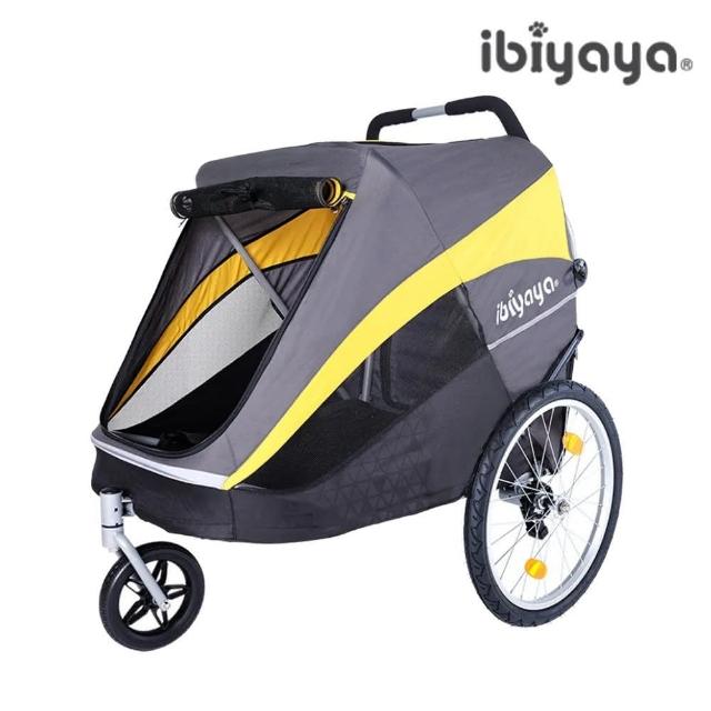 【IBIYAYA 依比呀呀】黃金巴士充氣胎寵物推車-黑色 2.0進化版（FS2180-YG）〈內含雨罩〉(寵物推車)