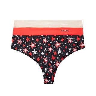 【Calvin Klein 凱文克萊】女內褲 無痕高彈力 丁字褲/CK內褲(膚色、橘紅色、星星圖案三件組)