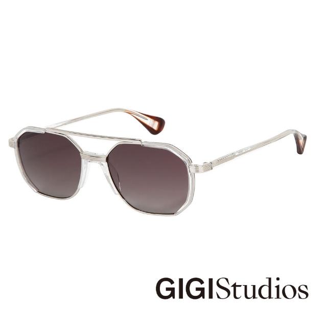 【GIGI Studios】歐美風飛行員方形偏光太陽眼鏡(透明 - GRANT-6670/8)