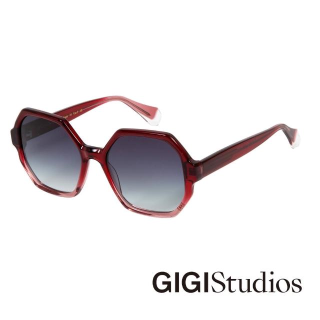 【GIGI Studios】摩登幾何設計感太陽眼鏡(酒紅色 - VERA-6663/6)