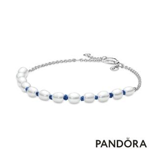【Pandora官方直營】淡水養殖珍珠配藍繩925銀手鏈