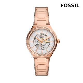 【FOSSIL 官方旗艦館】Eevie 個性鑽圈鏤空機械女錶 玫瑰金不鏽鋼鍊帶 手錶 36MM BQ3781