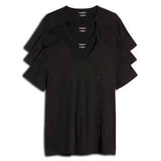 【EMPORIO ARMANI】2022男時尚經典黑色V領內衣3件組-網