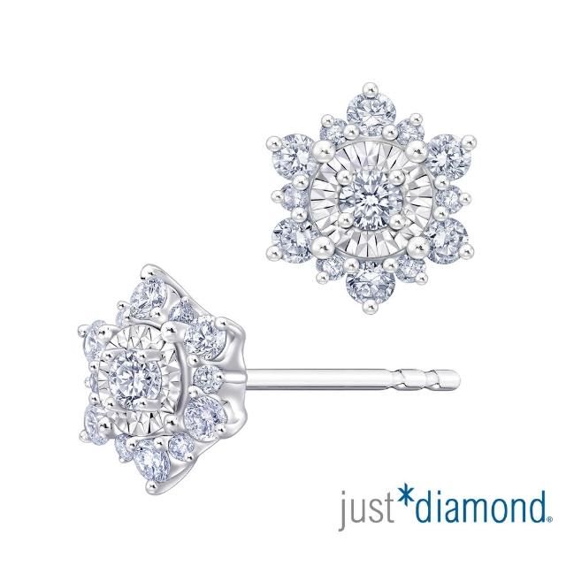 【Just Diamond】新蓮綻放系列 18K金鑽石耳環